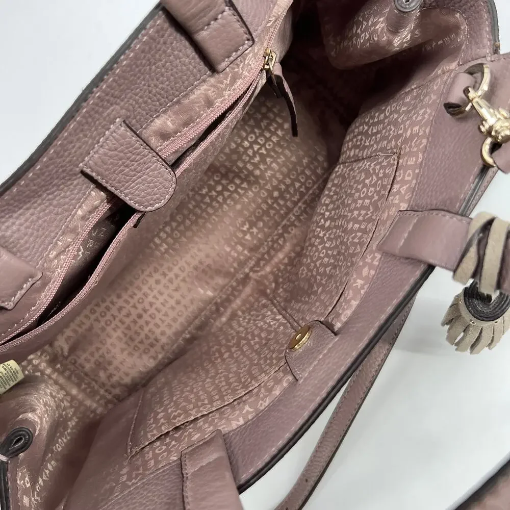 Kate Spade New York Suede & Leather Studded Satchel Tassel Crossbody Bag